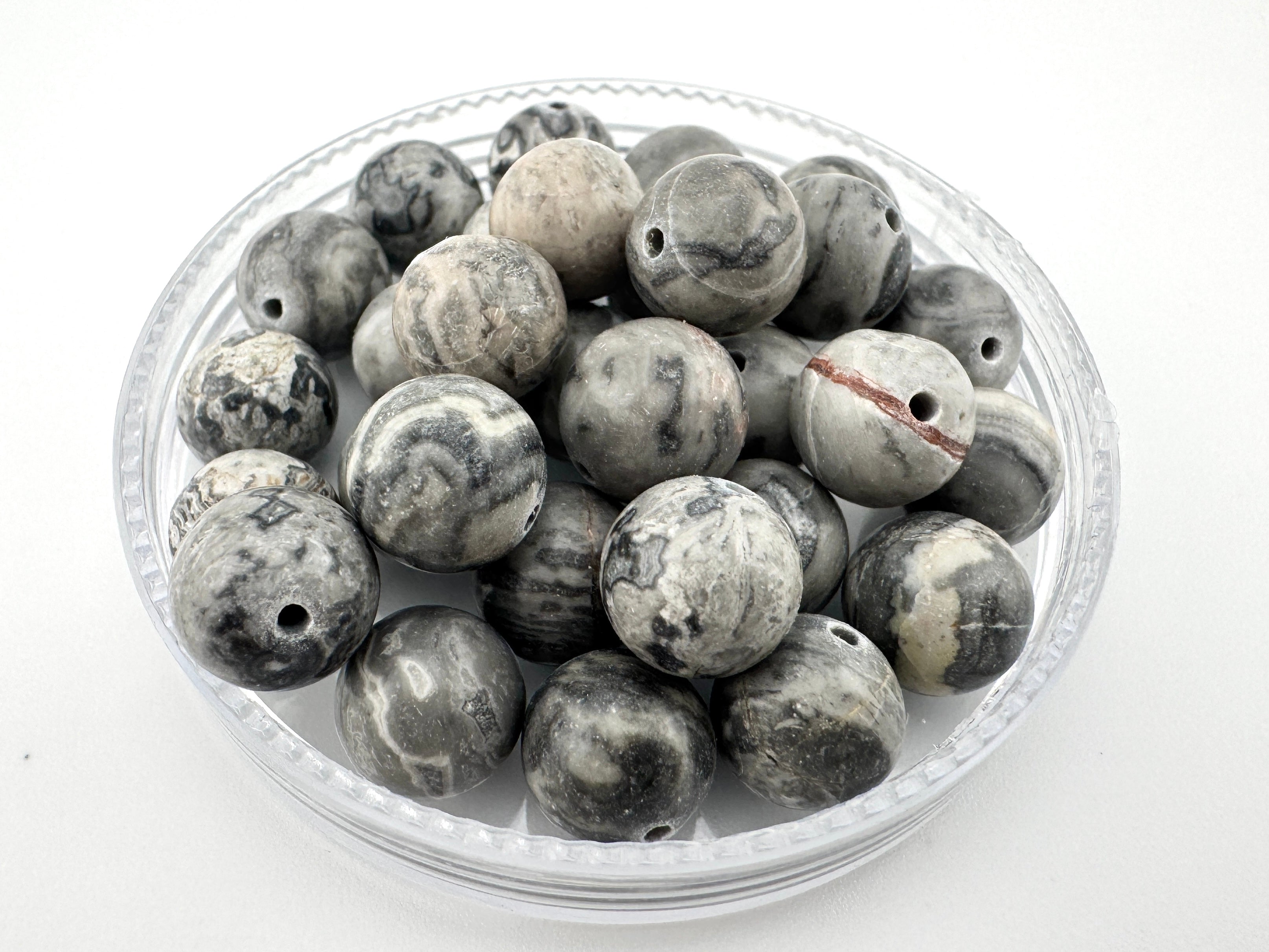 Grey Scenery Jasper Beads Available in 4mm, 6mm, 8mm, 10mm Sizes