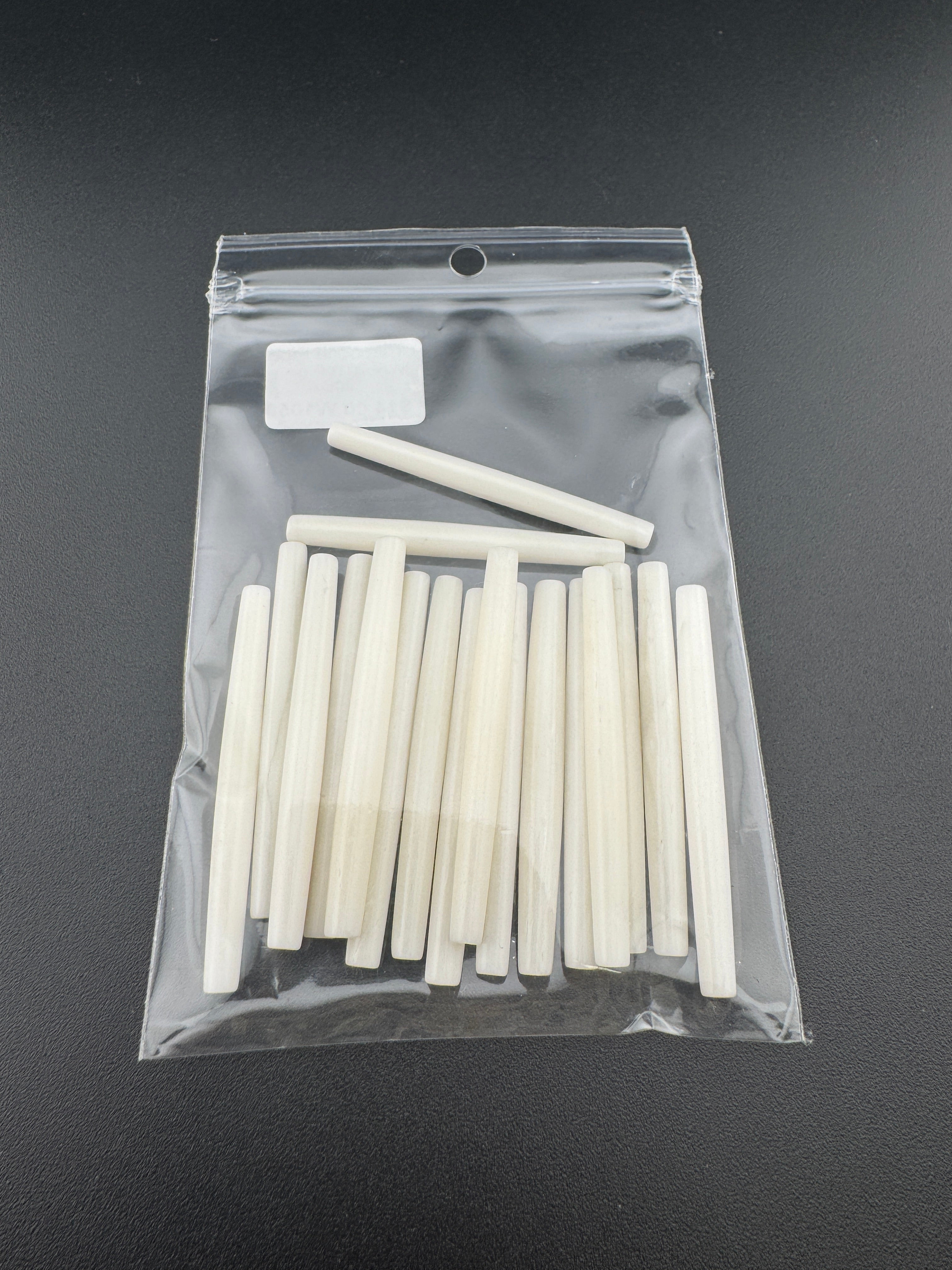 Ivory Buffalo Bone Pipe, Thin,  0.5–2.5inch Carved Bone Pieces for Jewelry & Crafts