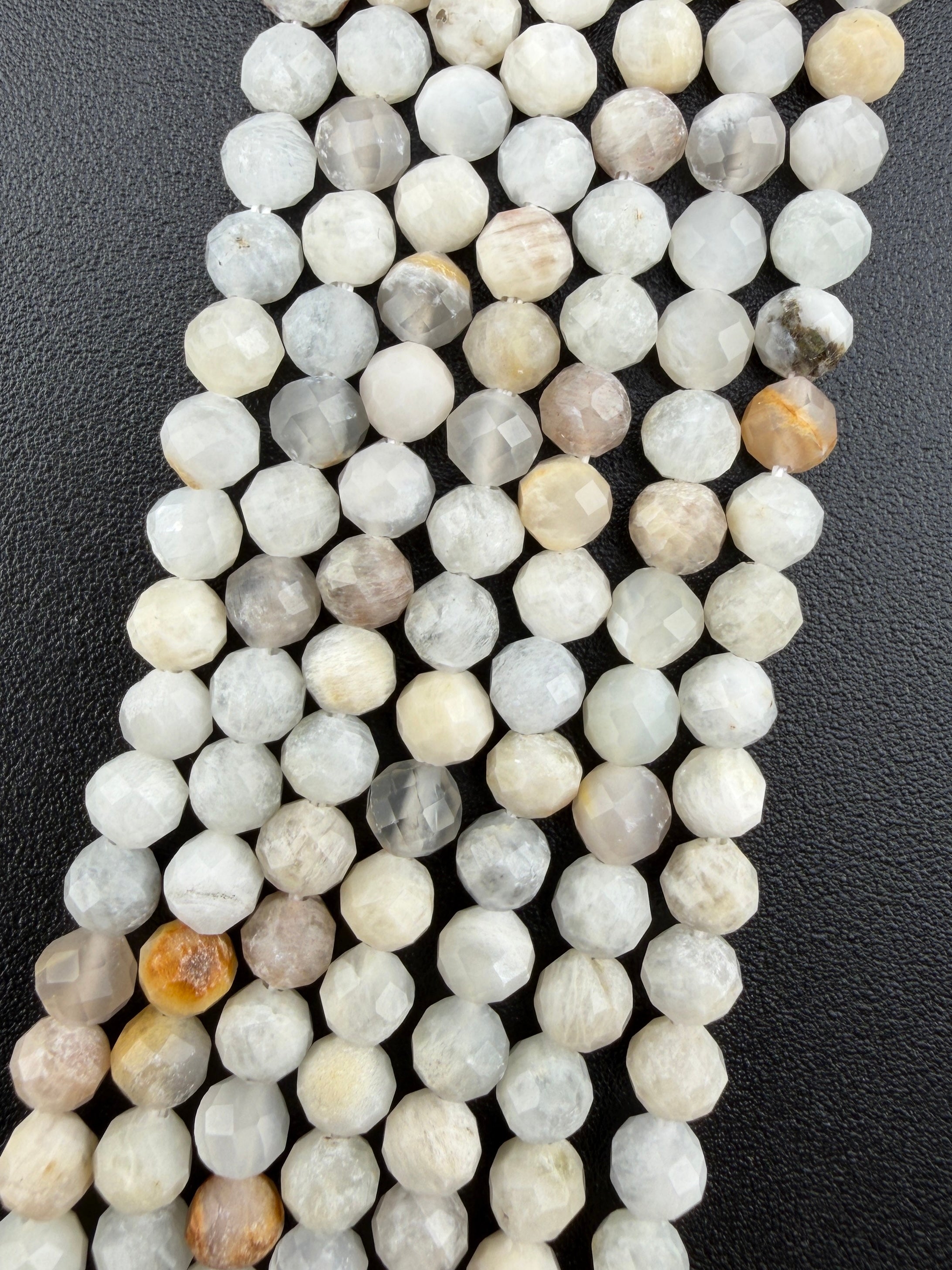 4mm Faceted Dendrite Opal Beads