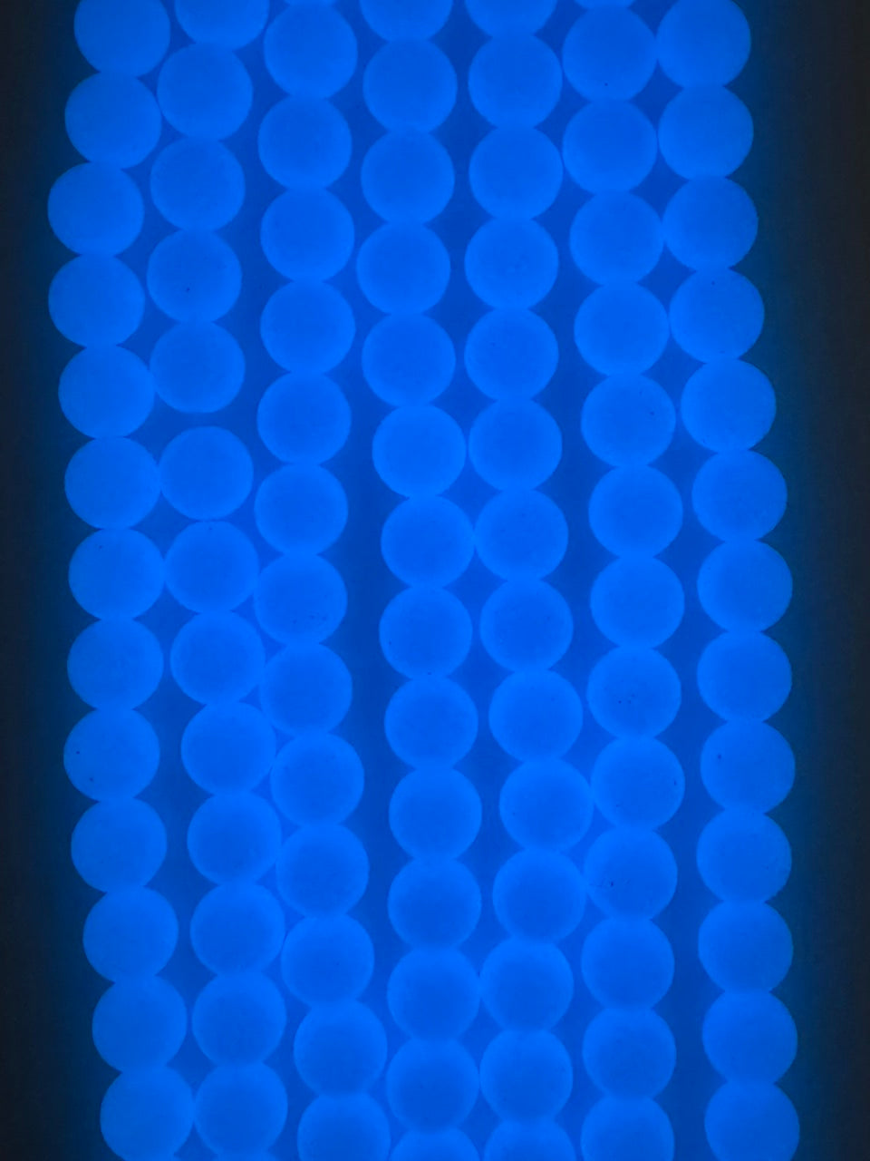 8mm Glass Glow In Dark Round Beads Light Blue