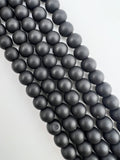 8mm Glass Round Beads Matte Black