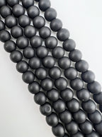 8mm Glass Round Beads Matte Black
