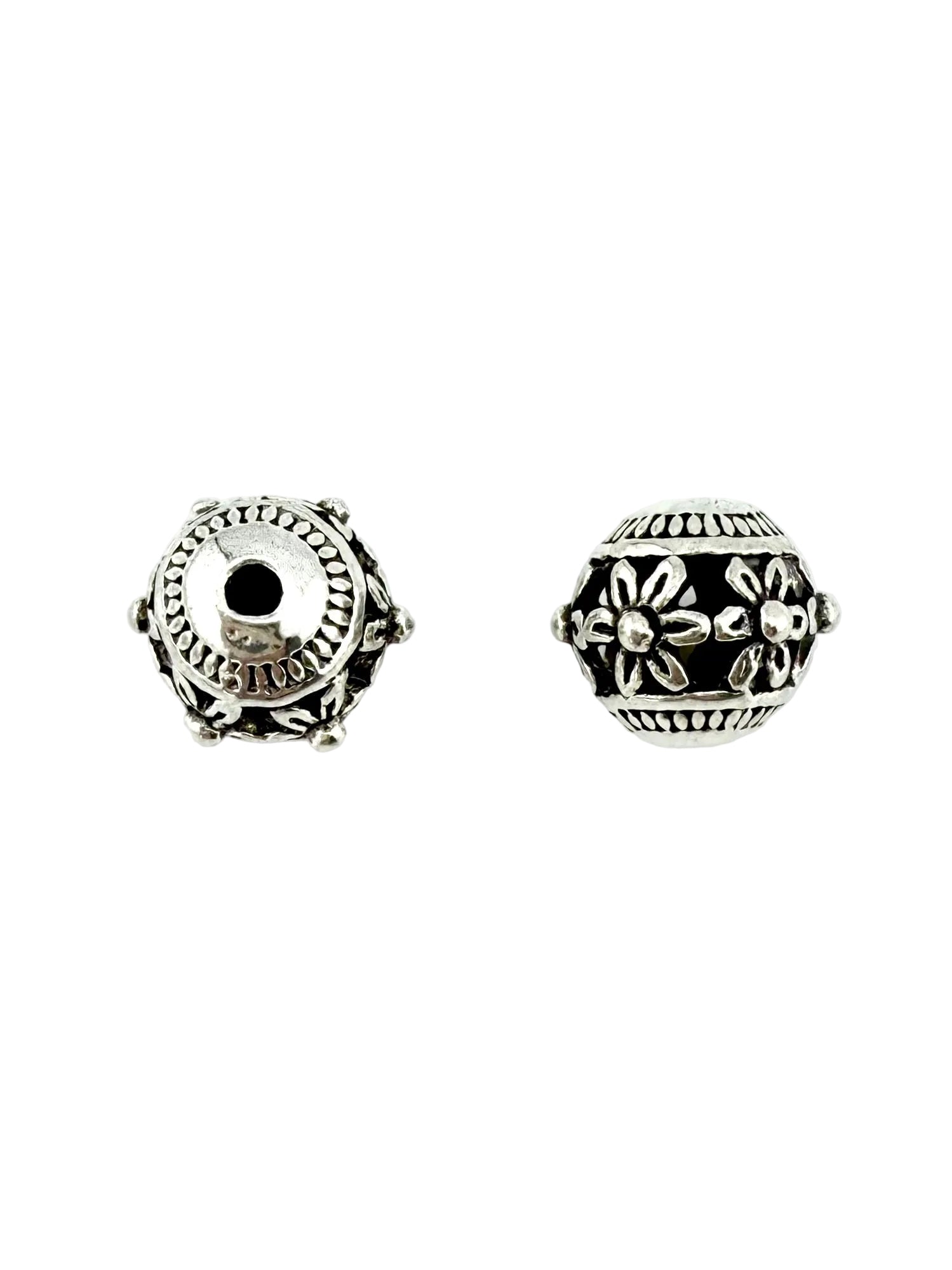 8mm Flower Pattern Spacer Bead Rhodium
