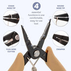 Beader's All-in-One Pliers : Round nose, chain nose, Crimper & Cutter