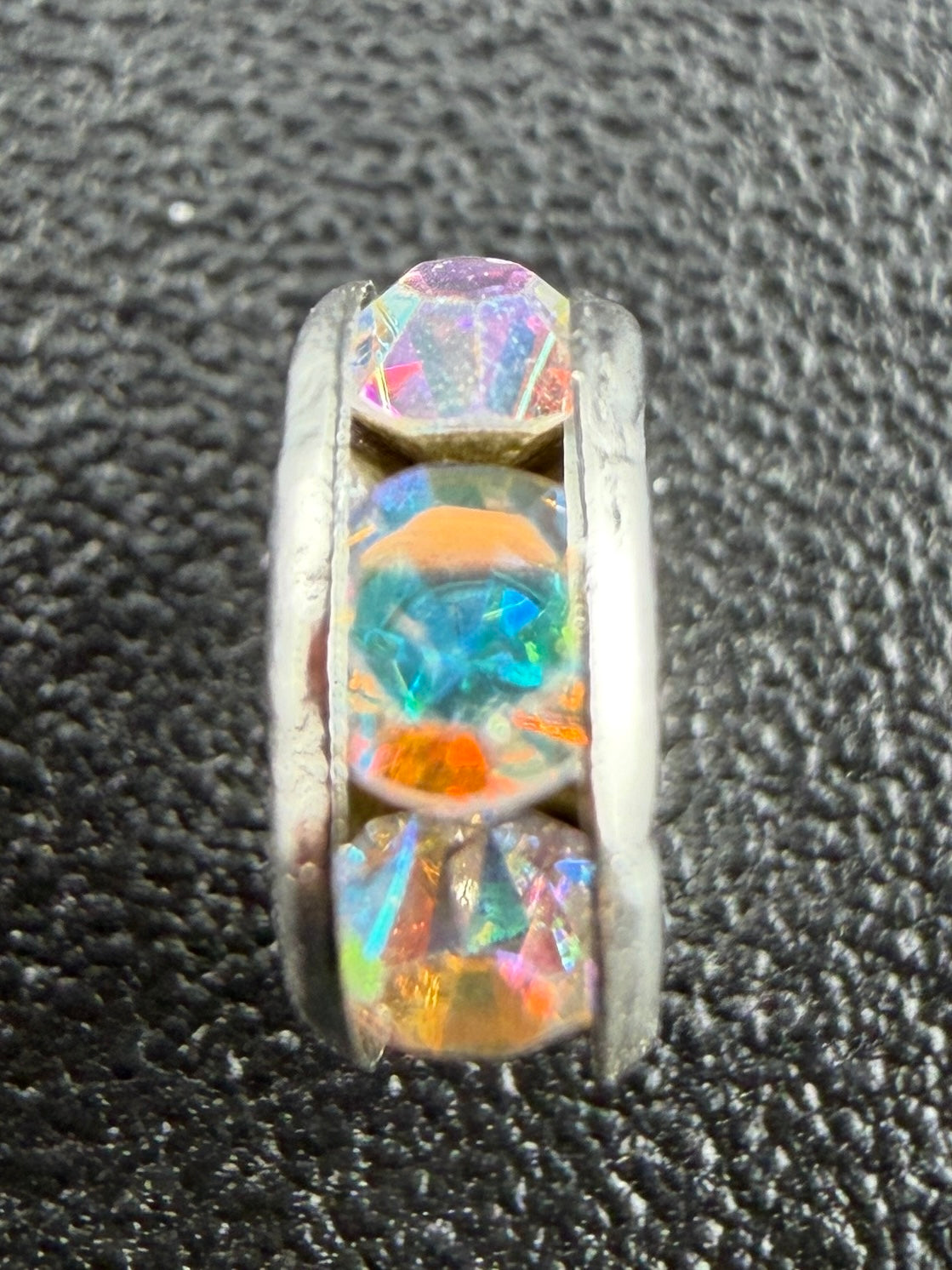 Brass Rhinestone Rondelle Spacers Silver with AB crystal