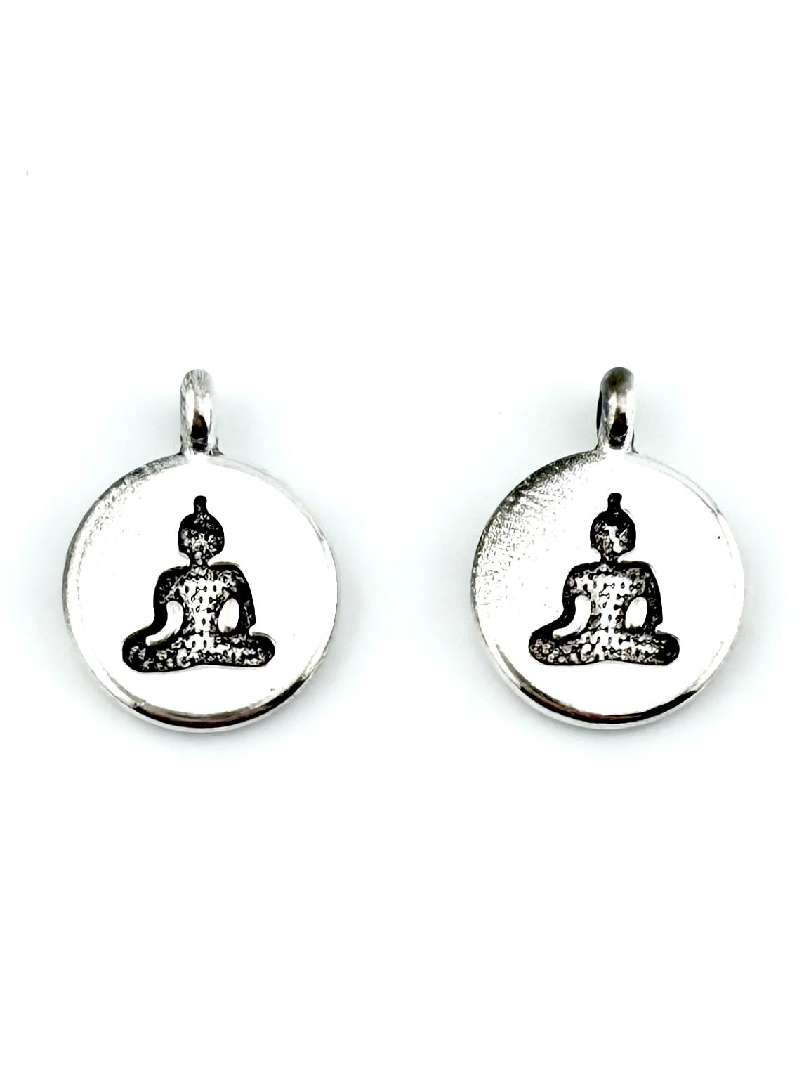 19mm Buddah Coin Charm Rhodium