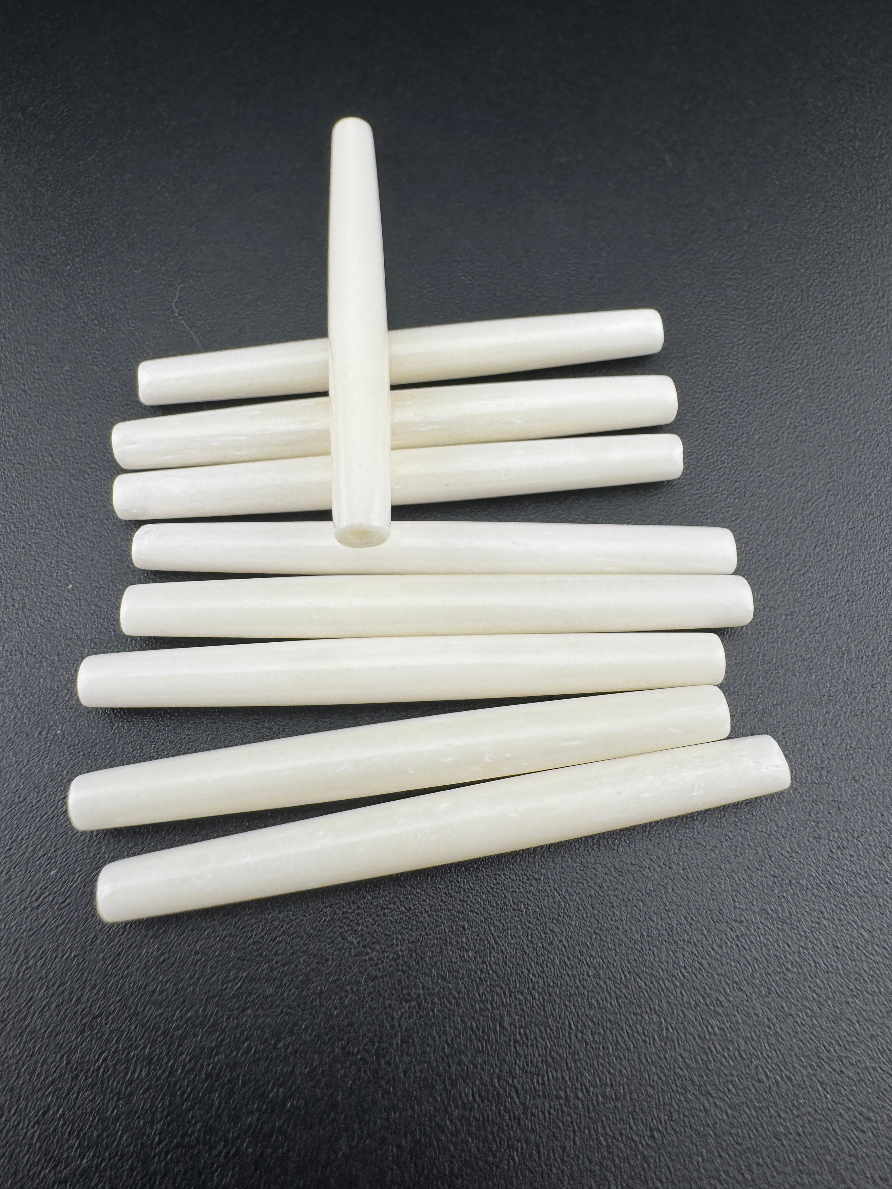 Ivory Buffalo Bone Pipe, Thin,  0.5–2.5inch Carved Bone Pieces for Jewelry & Crafts