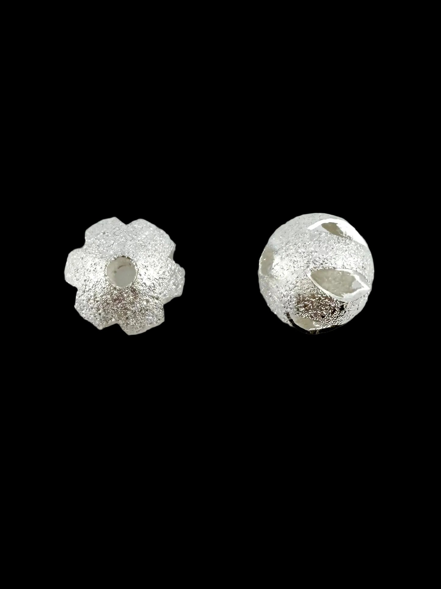 8mm Frosted Fancy Spacer Bead Silver