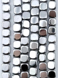 2.5x6mm Hematite Flat Rounded Square Rhodium
