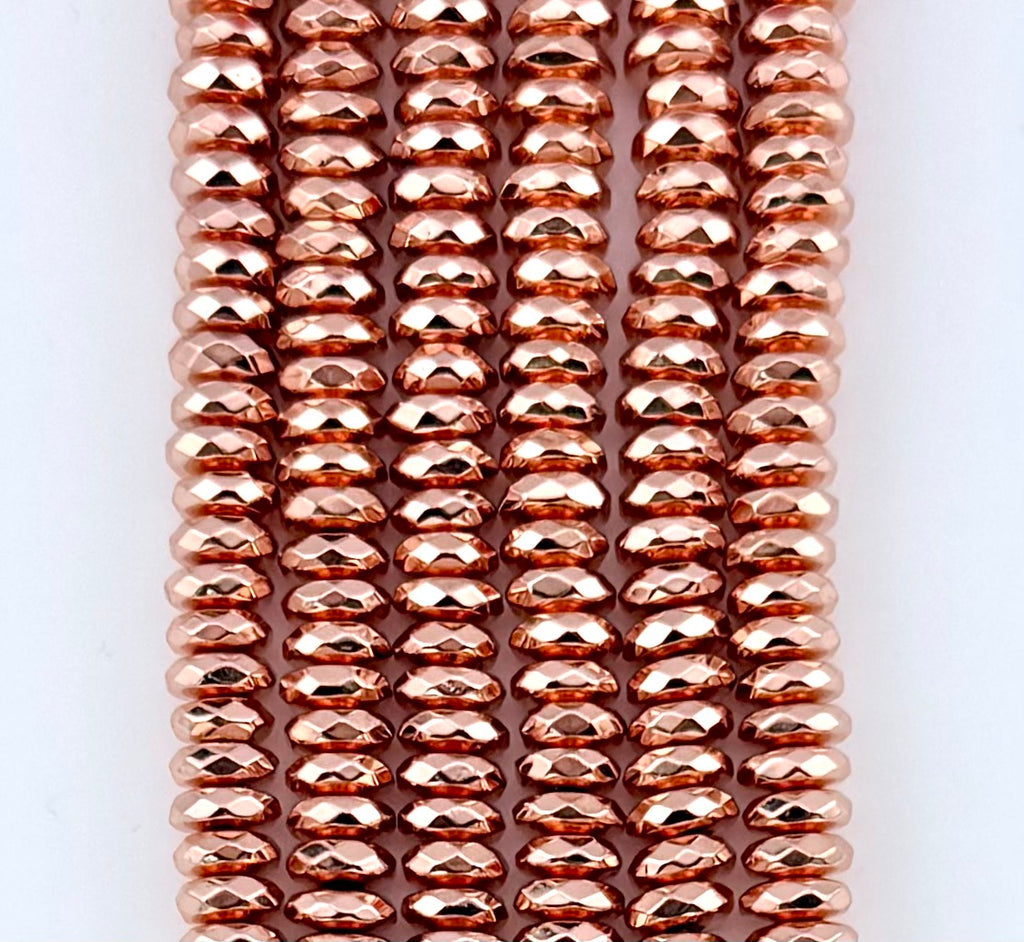 Rose Gold Rondelle Hematite Beads 3x8mm