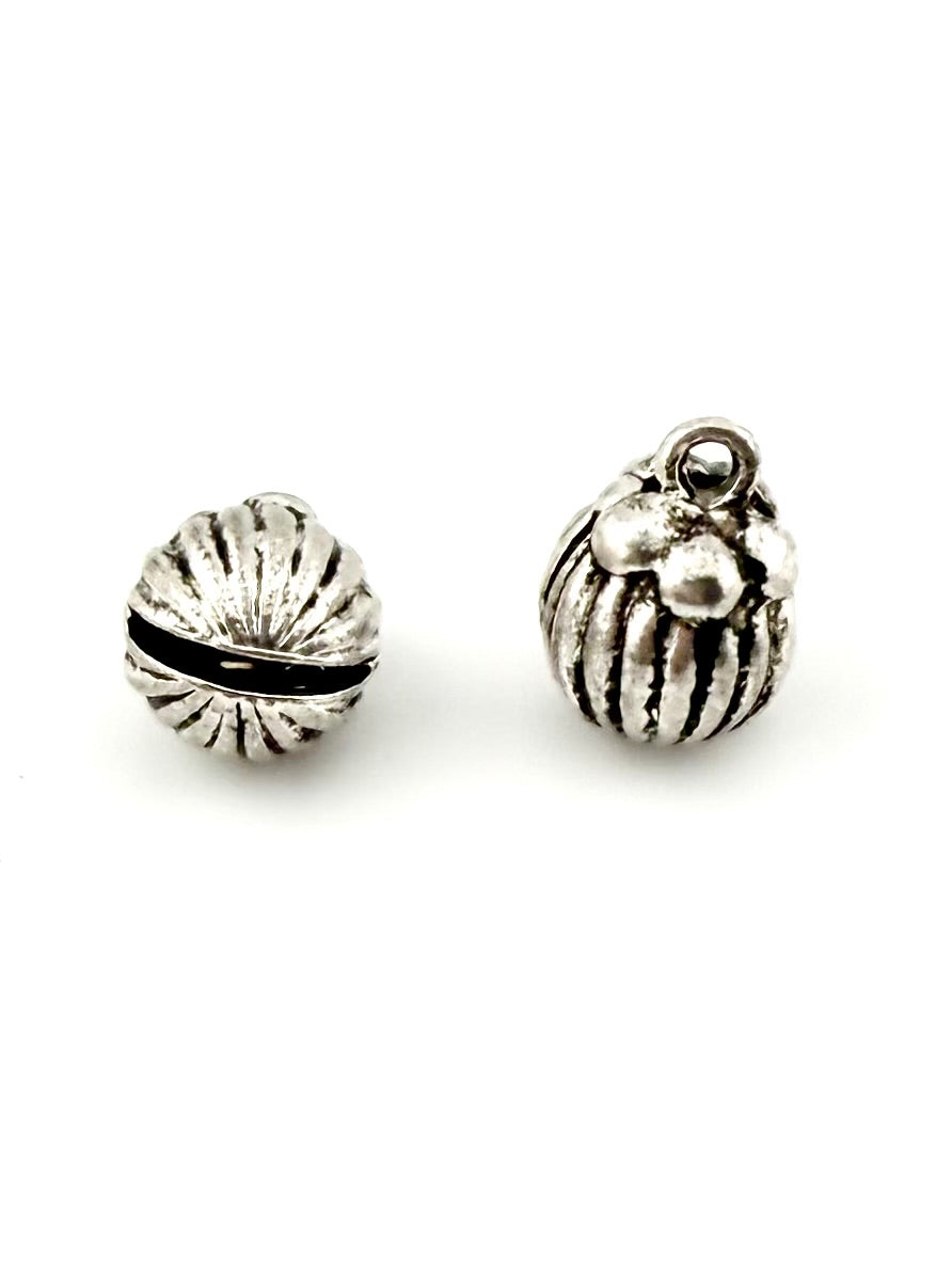 16mm Flower Pod Bell Charm Rhodium