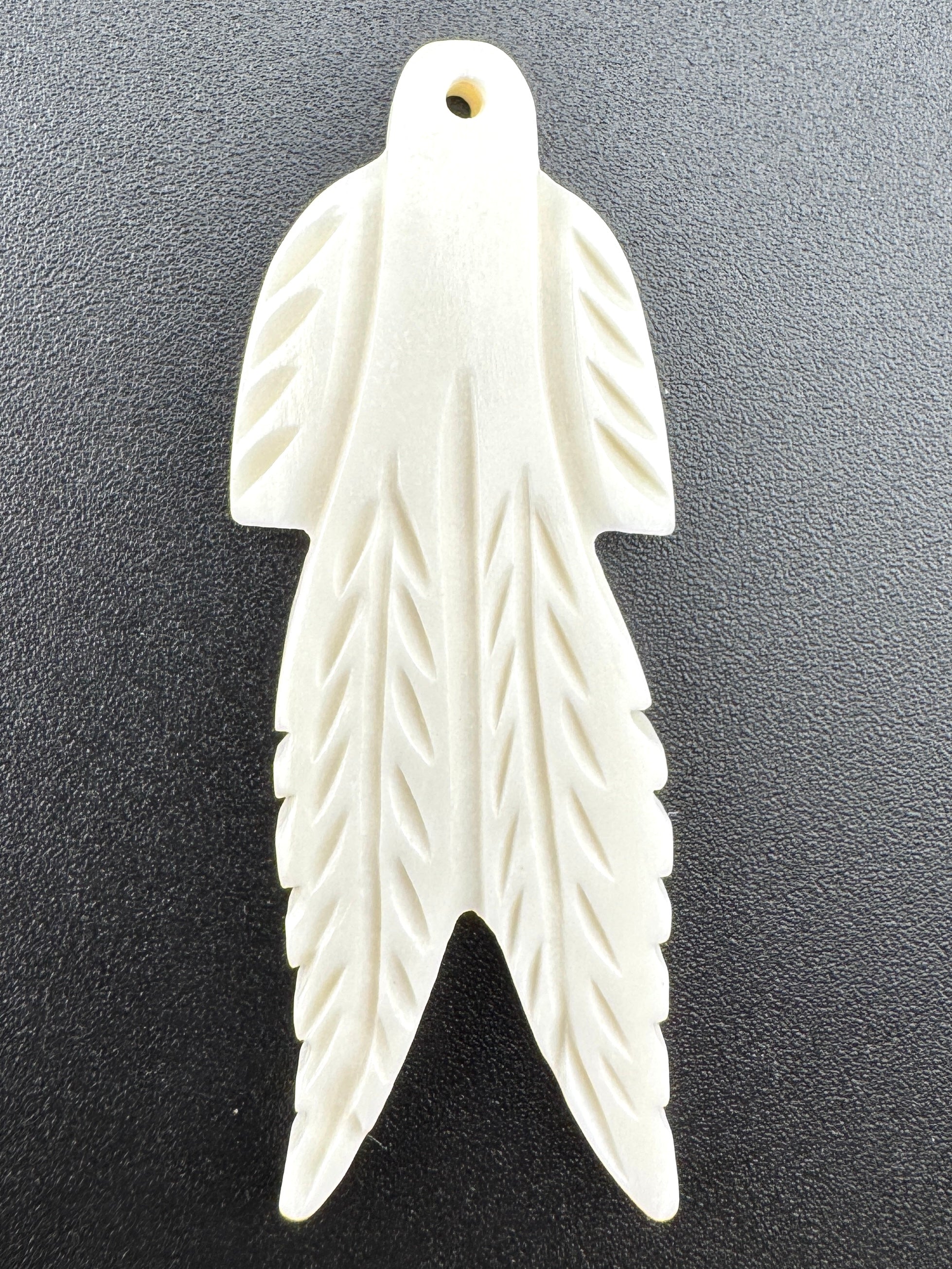 63mm Bone Leaf Pendant – Hand Carved Bone, Tribal & Indigenous Style
