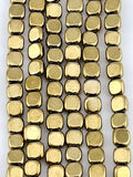 2x4mm Hematite Flat Rounded Square Dark Gold