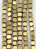 2x4mm Hematite Flat Rounded Square Dark Gold