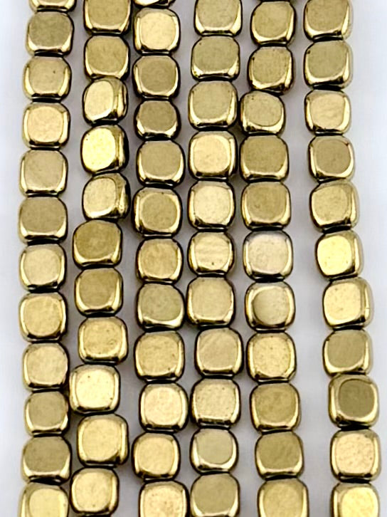 2x4mm Hematite Flat Rounded Square Dark Gold