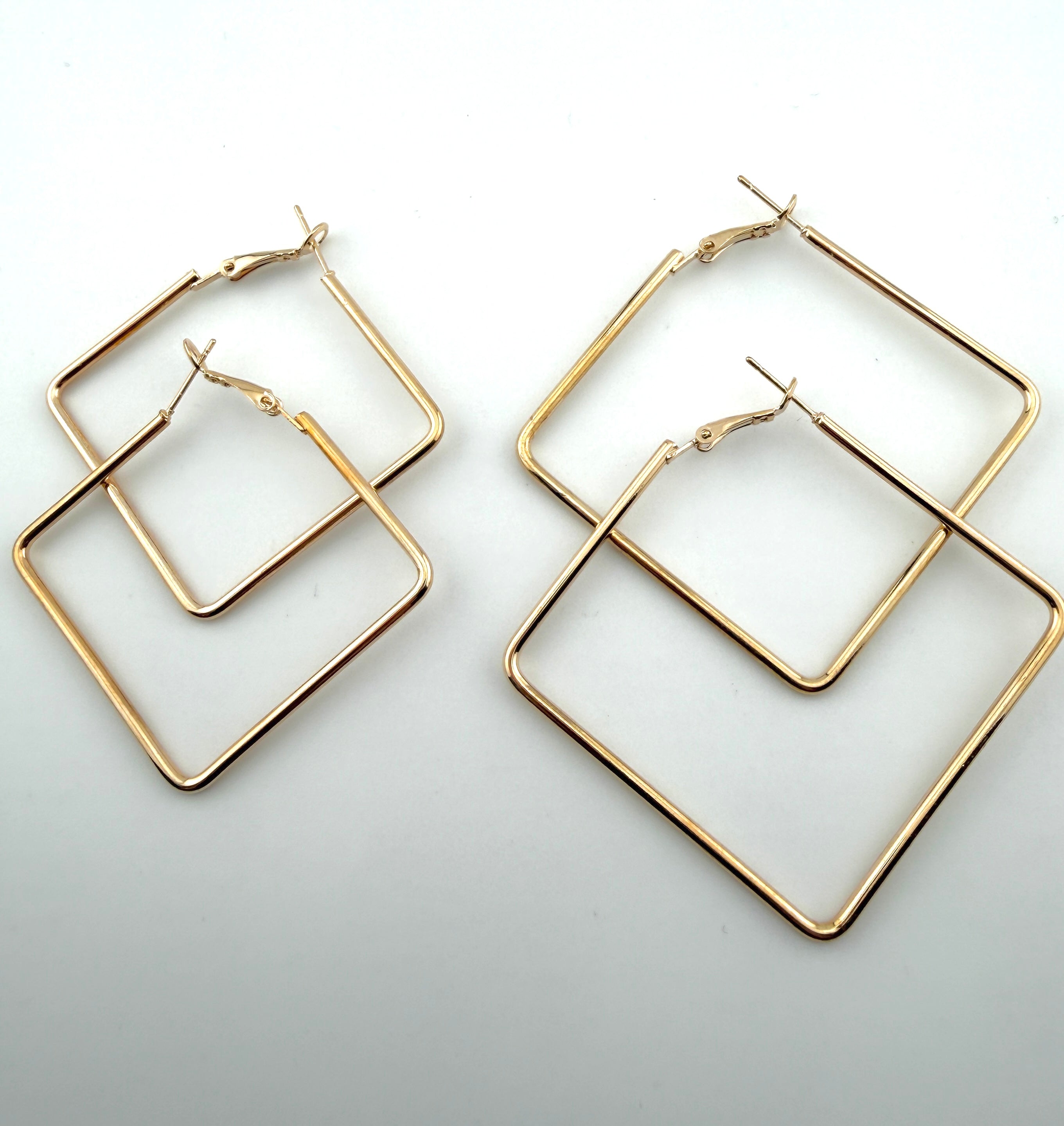 Gold Square Hoop Earing Frame Pair