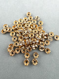 Brass Rhinestone Rondelle Spacers Light Gold with Clear Crystal