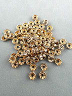 Brass Rhinestone Rondelle Spacers Light Gold with Clear Crystal