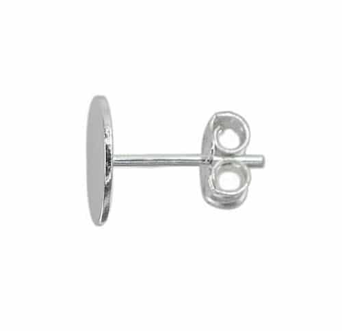 925 Sterling Silver Flat Pad, Glue on Post, 7mm / Pair