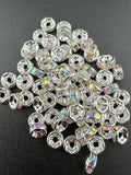 Brass Rhinestone Rondelle Spacers Silver with AB crystal