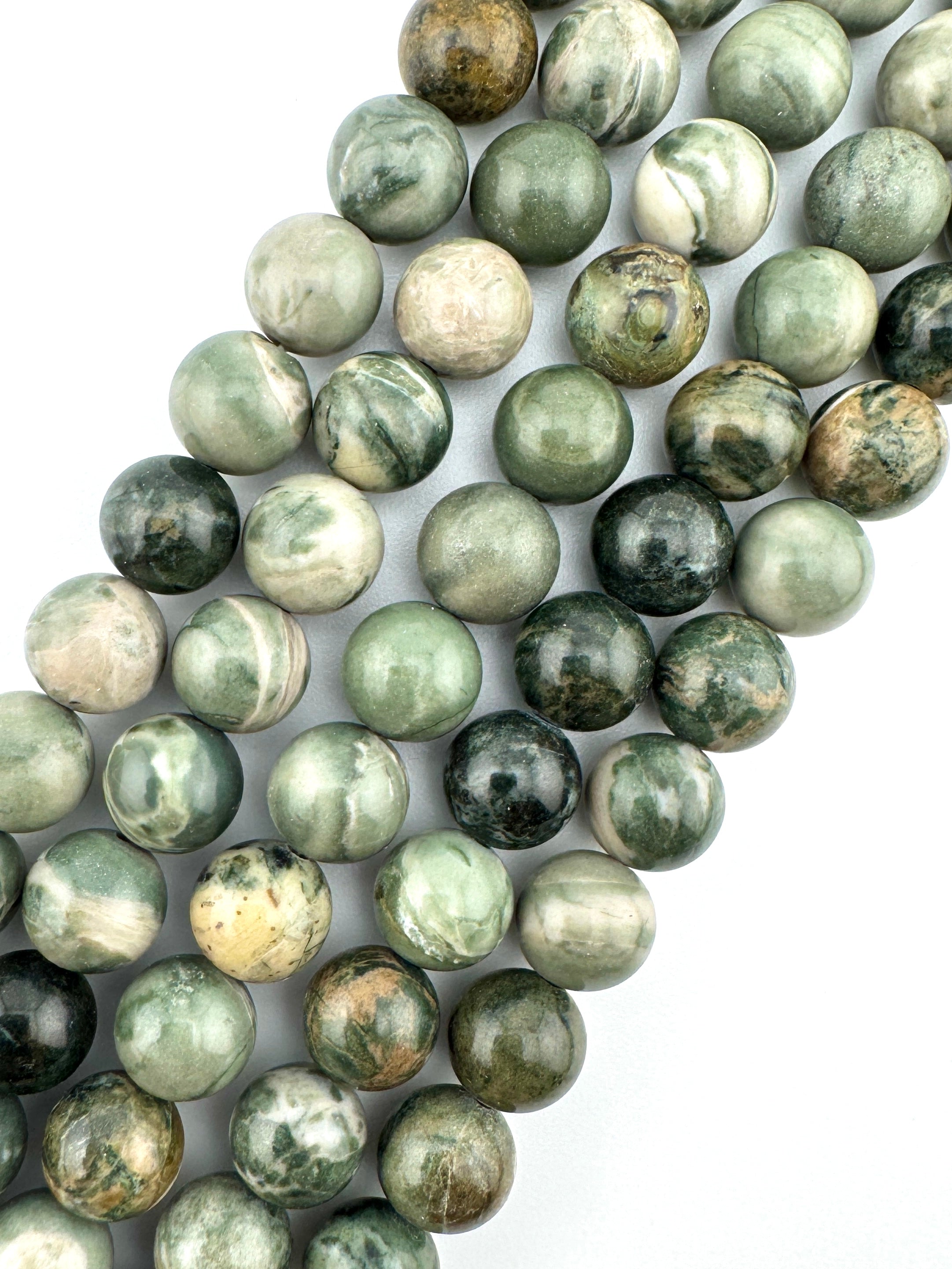 Green Wood Grain Beads Available in 6mm, 8mm Sizes
