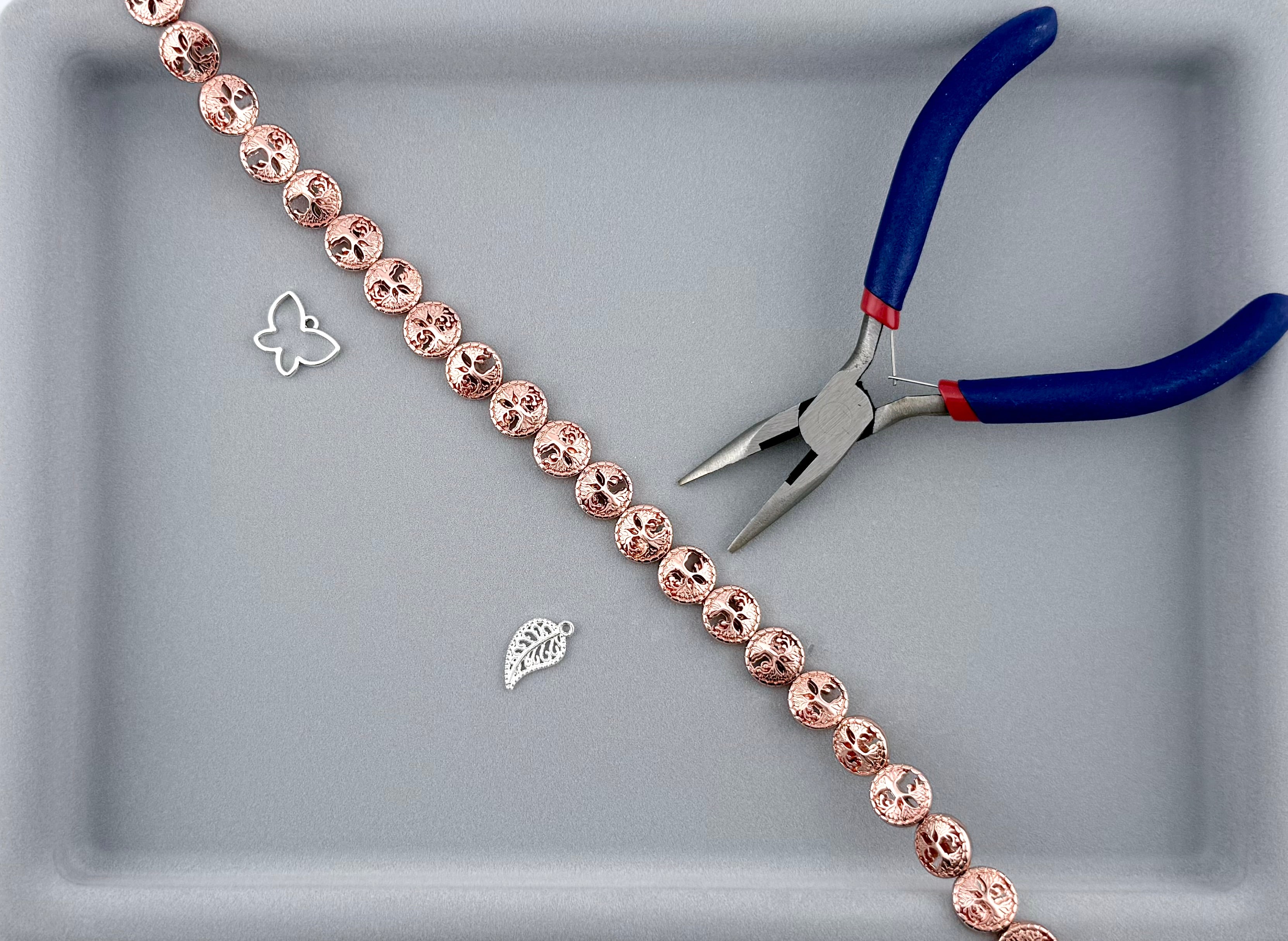 Rose Gold Tree of Life Hematite Beads 12.5x12.5mm