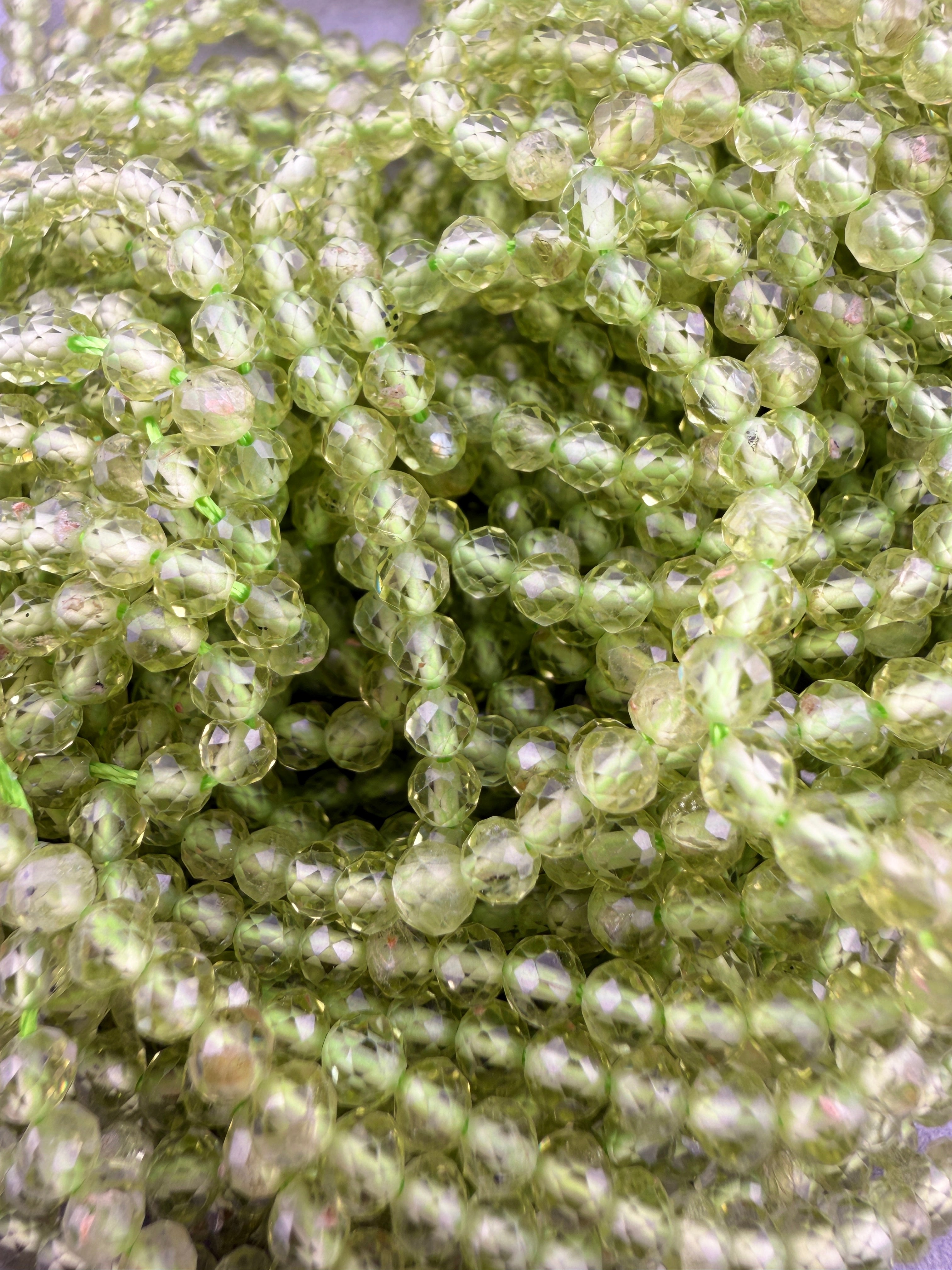 3.5mm Faceted Peridot Beads