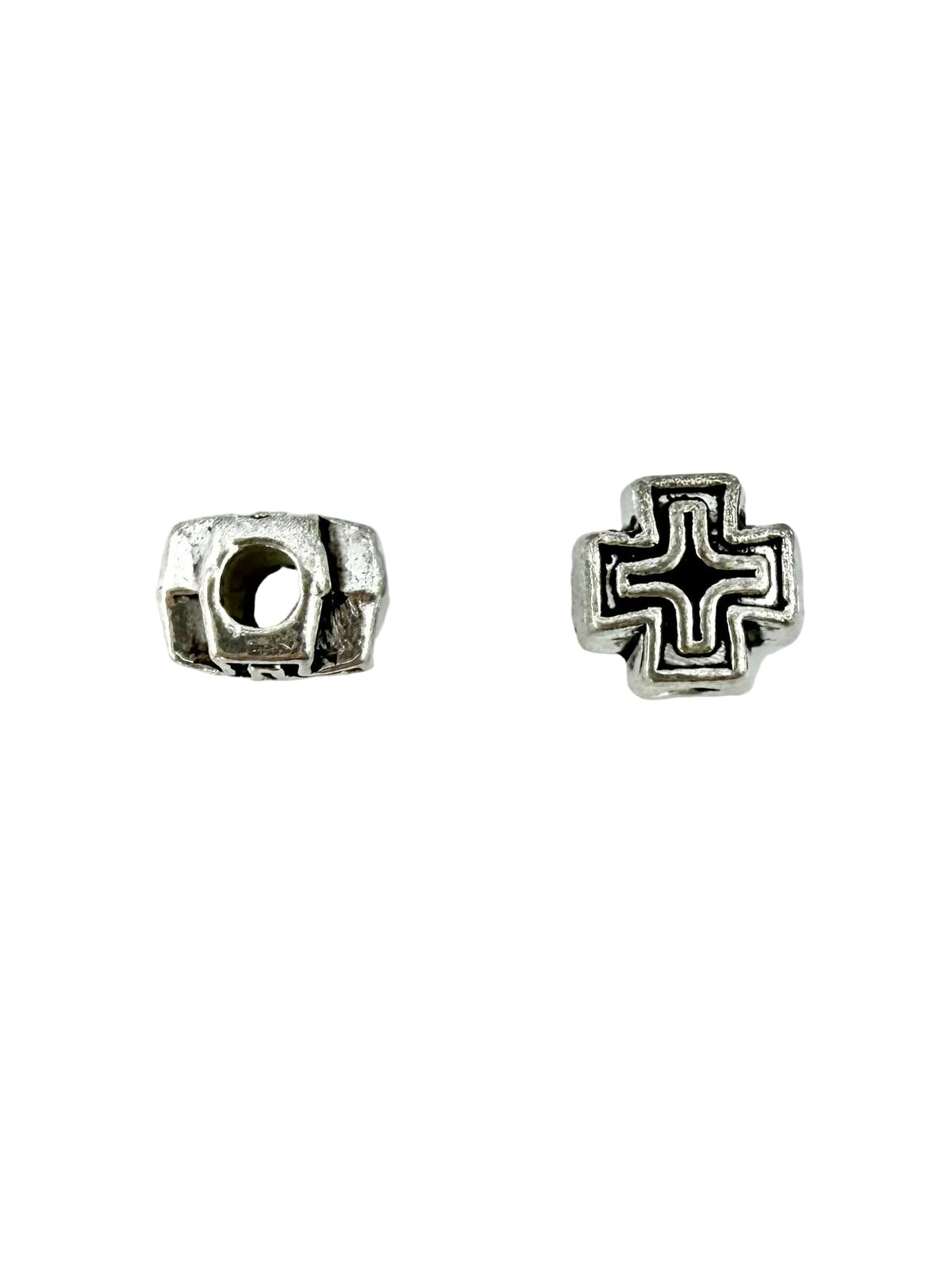 6x6mm Cross Spacer Bead Rhodium