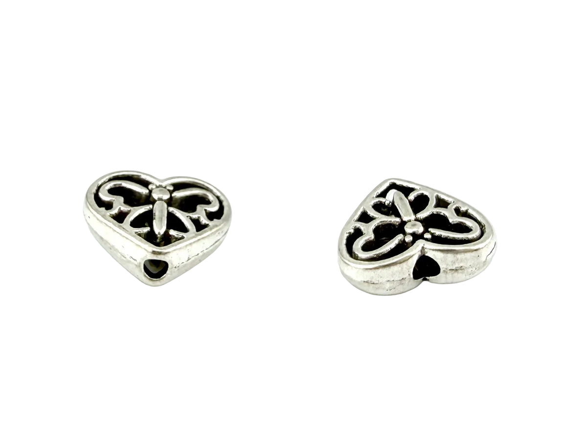 10x12mm Heart Spacer Bead Rhodium