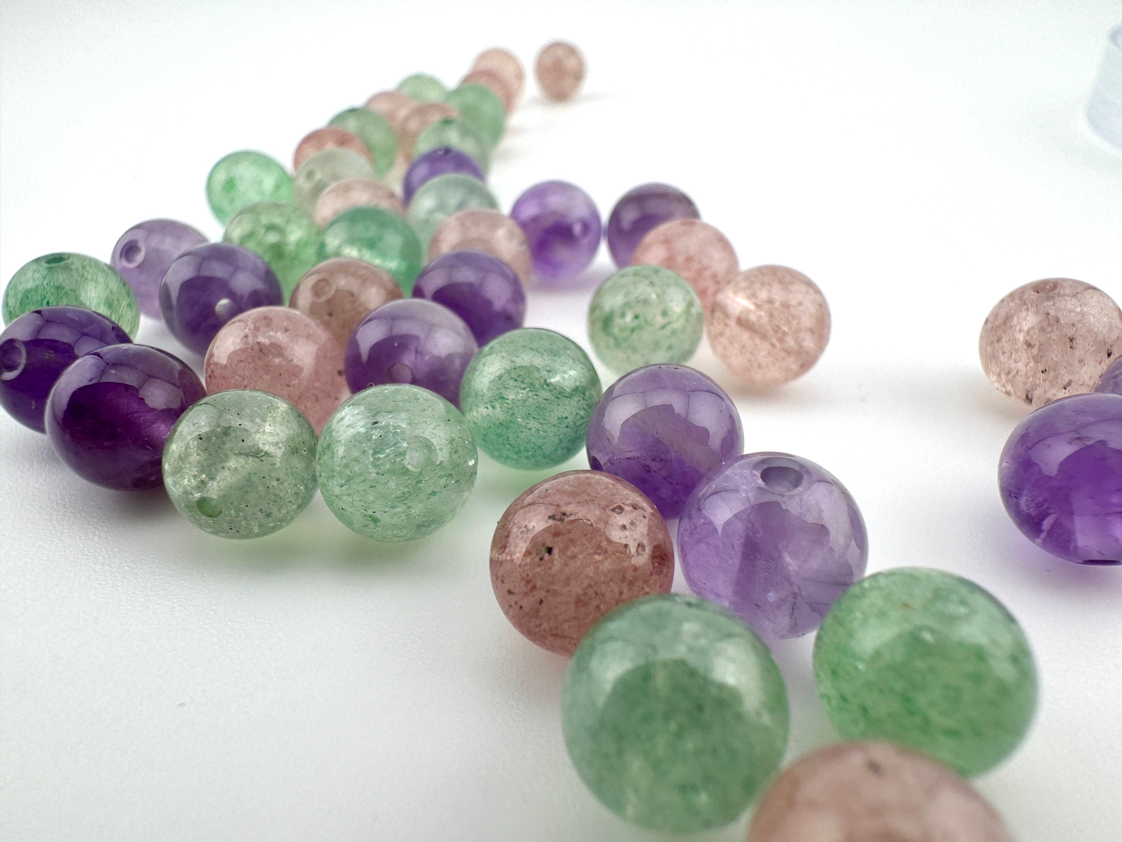 Strawberry Amethyst Green Quartz Beads Available in 6mm, 8mm, 10mm, 12mm Sizes