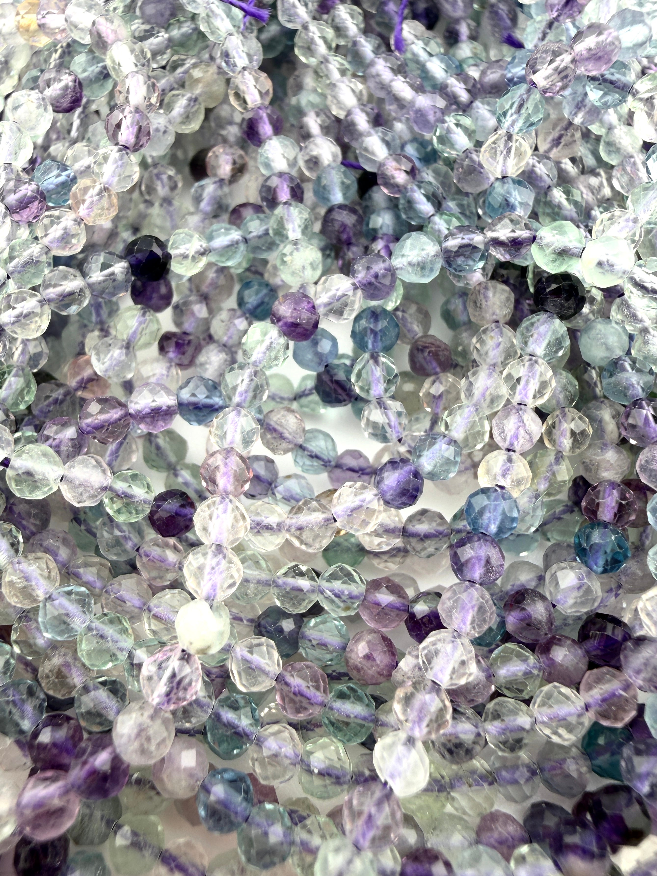 3mm Faceted Purple Fluorite Beads