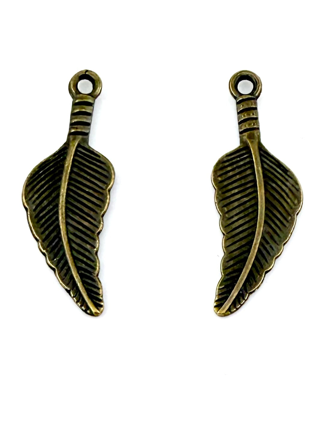 31mm Leaf Charm Antique Brass