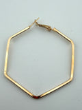 Gold Hexagon Hoop Earing Frame Pair