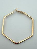 Gold Hexagon Hoop Earing Frame Pair