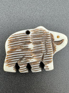 23mm Oxidized Bone Bear Pendant – Hand Carved Bone, Tribal & Indigenous Style