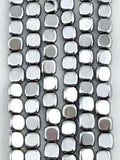 2x4mm Hematite Flat Rounded Square Rhodium