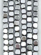 2x4mm Hematite Flat Rounded Square Rhodium