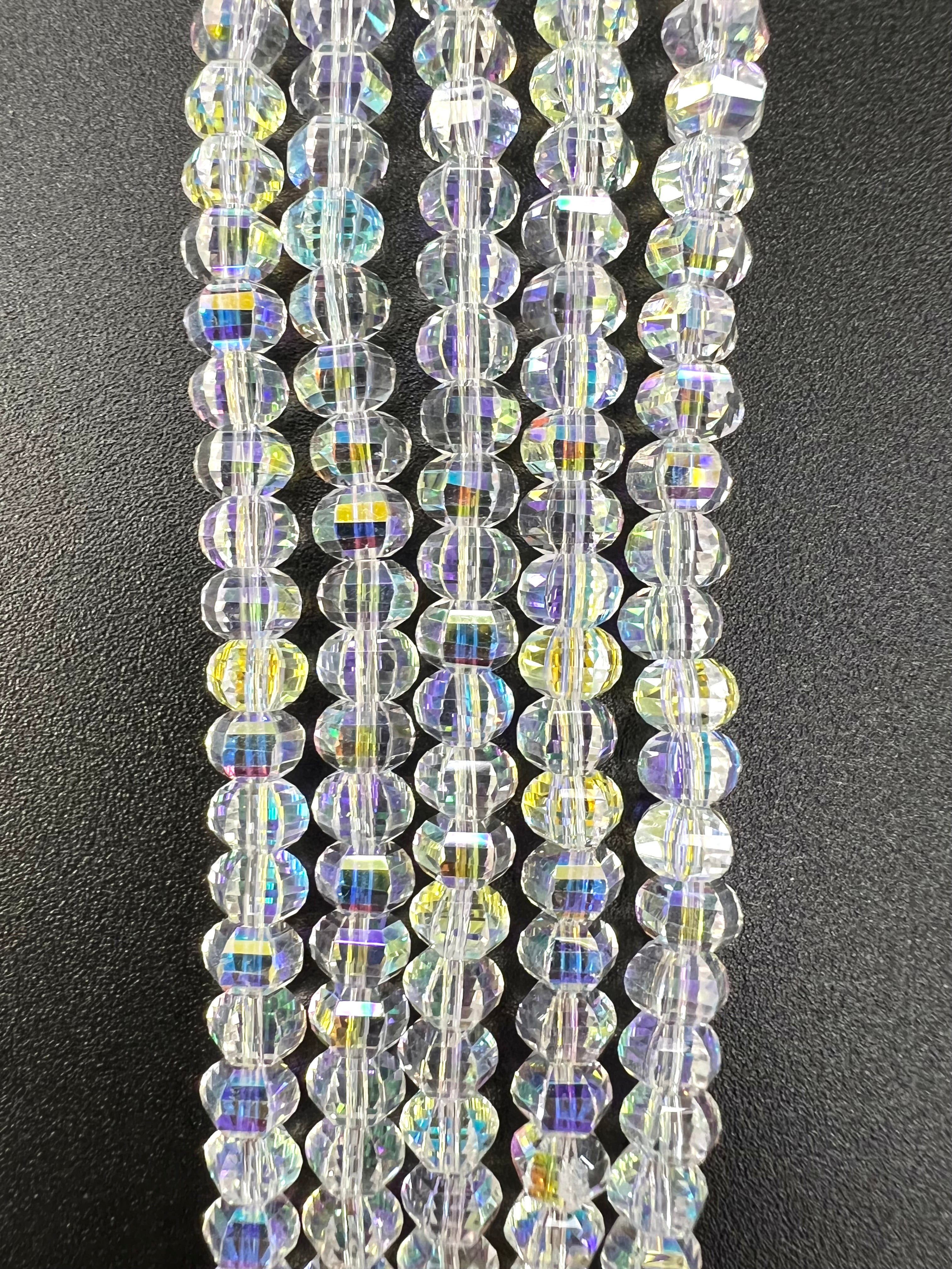 6mm Glass Rondelle Beads Crystal AB