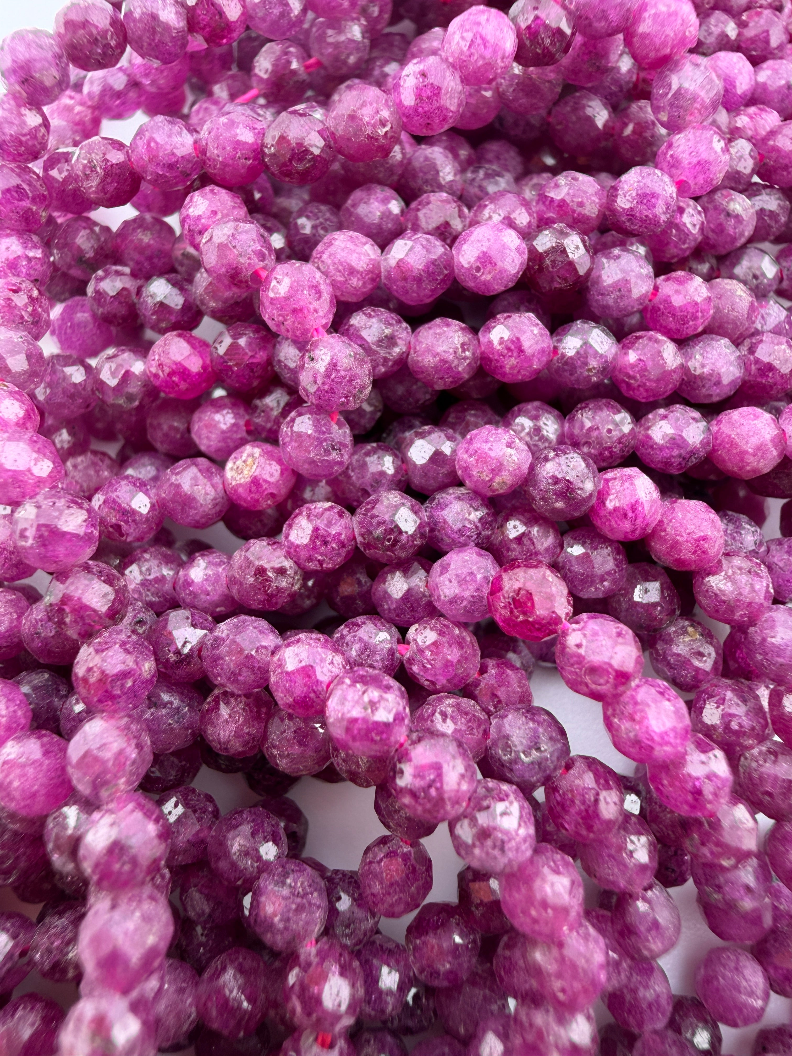 3mm Faceted Dark Ruby Beads