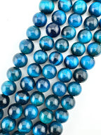 Dyed Tiger Eye Light Blue Beads Available in 6mm, 8mm, 10mm Sizes
