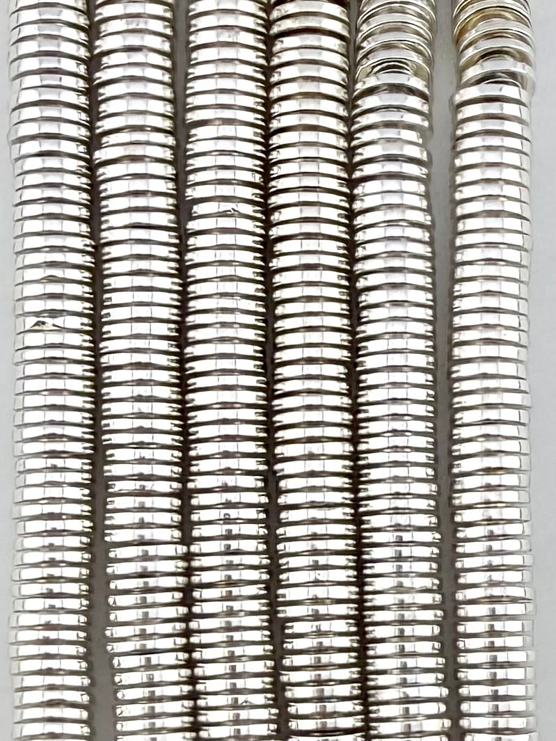 1.5x8.5mm Hematite Heishi Beads Silver