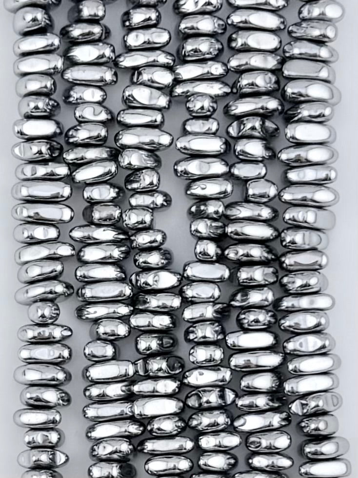 3x9mm Hematite Chips Rhodium