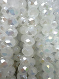 8mm Glass Faceted Rondelle Beads Opal AB