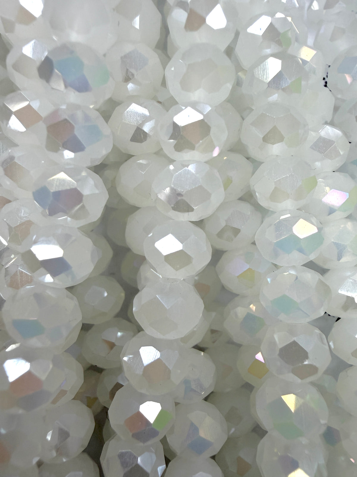 8mm Glass Faceted Rondelle Beads Opal AB