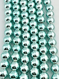 8mm Round Hematite Beads Metallic Seafoam