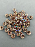 Brass Rhinestone Rondelle Spacers Rose Gold with AB Crystal