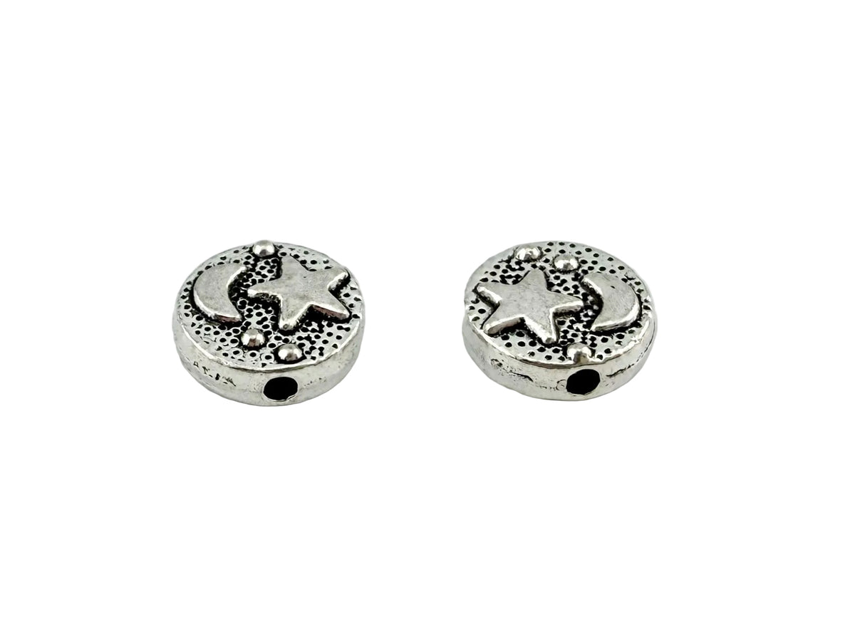 9x3.5mm Star & Moon Spacer Bead Rhodium