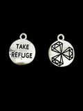 20mm TAKE REFUGE Coin Charm Rhodium