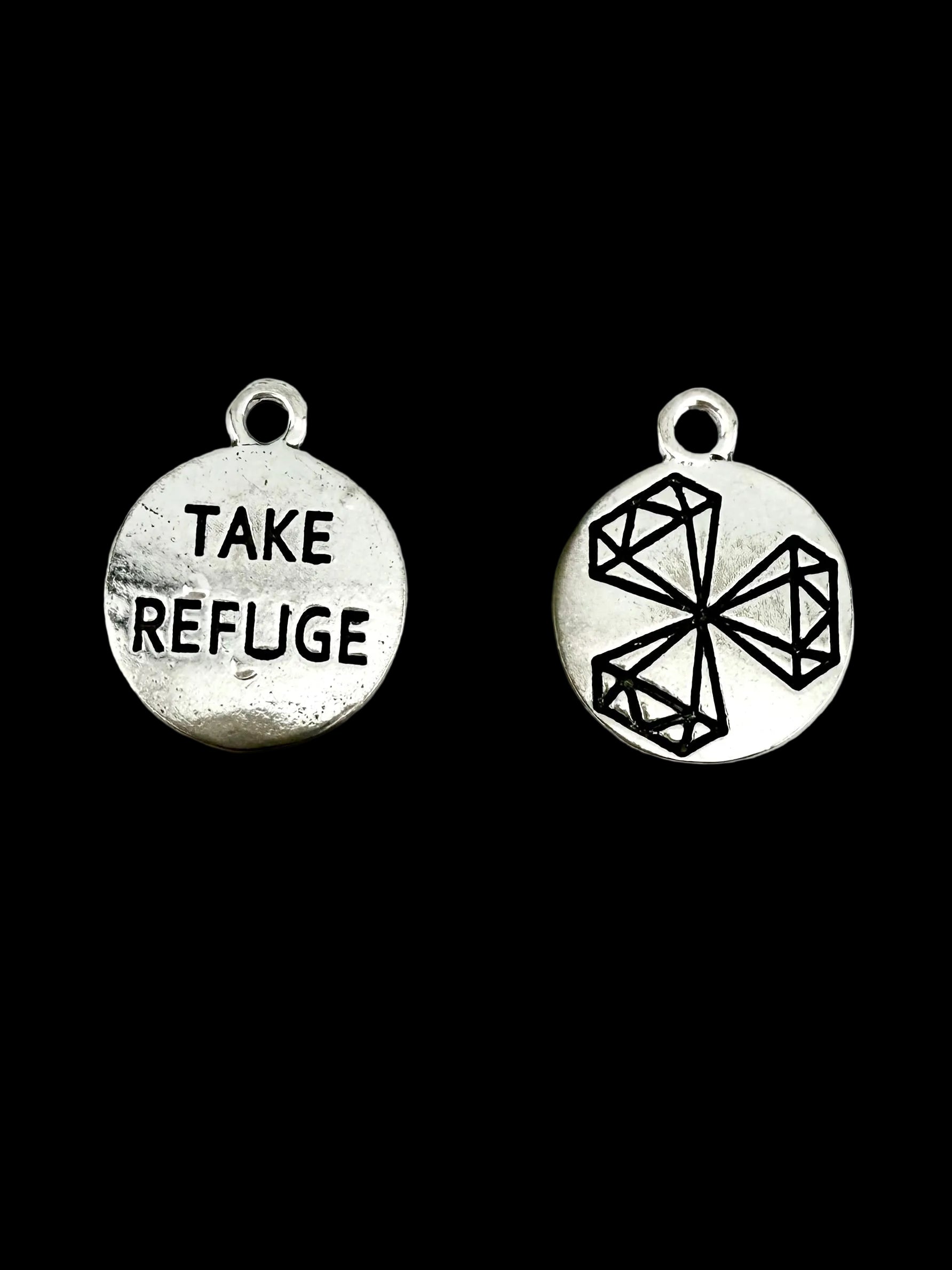 20mm TAKE REFUGE Coin Charm Rhodium