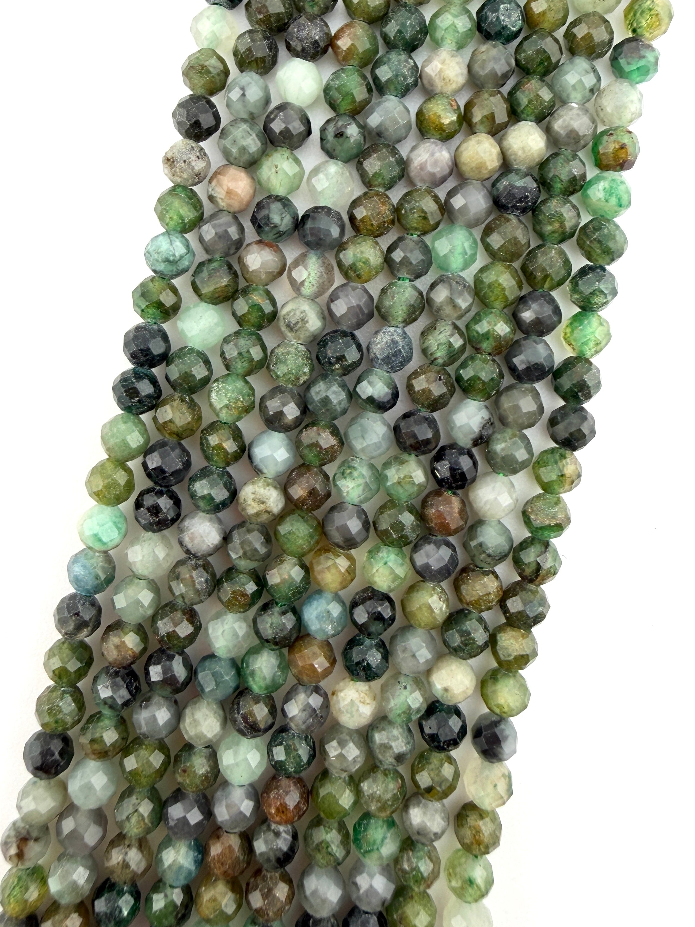 3mm Faceted Moss Agate Beads